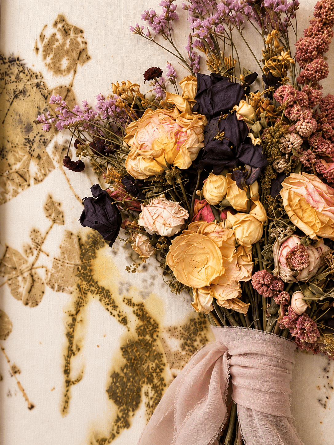 Ramo de boda enmarcado combinado con creación textil - Imagen 2